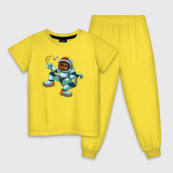 Пижама хлопковая детская Обезьянка космонавт, цвет: желтый