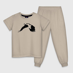 Пижама хлопковая детская Орёл в полёте трафарет, цвет: миндальный