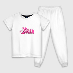 Пижама хлопковая детская Кен - объемными розовыми буквами, цвет: белый