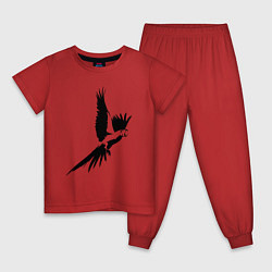 Пижама хлопковая детская Попугай трафарет, цвет: красный