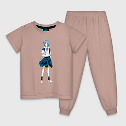 Пижама хлопковая детская Аянами в школьной форме с травмой, цвет: пыльно-розовый