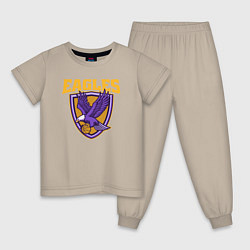 Пижама хлопковая детская Eagles basketball, цвет: миндальный
