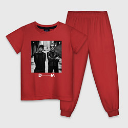 Пижама хлопковая детская Depeche Mode - Dave Gahan and Martin Gore bw, цвет: красный