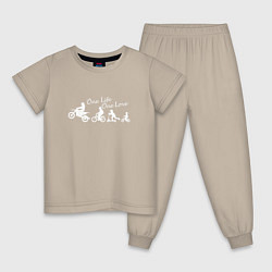 Пижама хлопковая детская One life one love wite, цвет: миндальный
