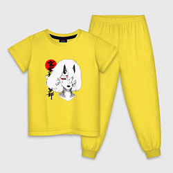 Пижама хлопковая детская Девушка Oni, цвет: желтый