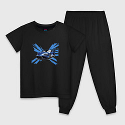 Пижама хлопковая детская Синий спорткар, цвет: черный