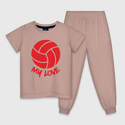 Пижама хлопковая детская Volleyball my love, цвет: пыльно-розовый