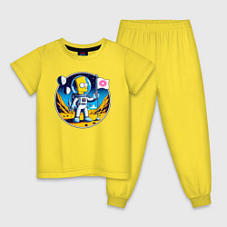 Пижама хлопковая детская Космонавт Барт Симпсон на другой планете, цвет: желтый