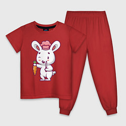 Пижама хлопковая детская Заяц повар, цвет: красный