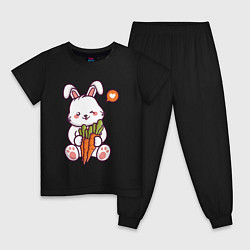 Пижама хлопковая детская Любитель морковок, цвет: черный