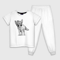 Пижама хлопковая детская Модный фенек, цвет: белый