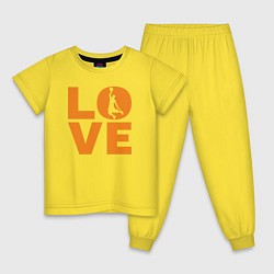 Пижама хлопковая детская Люблю баскетбол, цвет: желтый