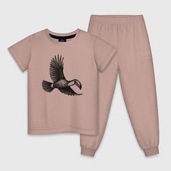 Пижама хлопковая детская Тукан в полёте, цвет: пыльно-розовый