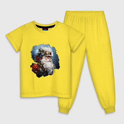 Пижама хлопковая детская Санта Клаус стимпанк, цвет: желтый