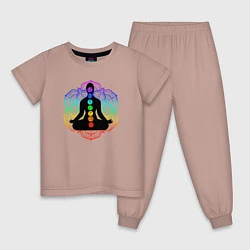 Пижама хлопковая детская Символ йоги - символы чакры, цвет: пыльно-розовый