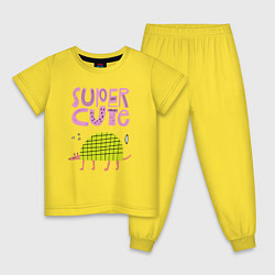 Пижама хлопковая детская Super cute, цвет: желтый