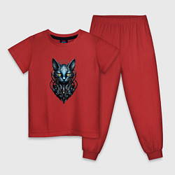 Пижама хлопковая детская Техно кошка, цвет: красный