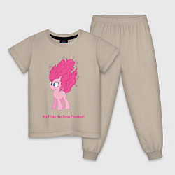 Пижама хлопковая детская Пинки Пай с гривой дыбом, цвет: миндальный