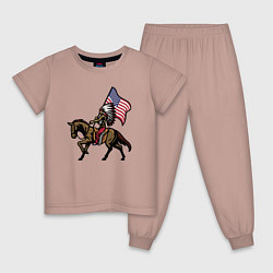 Пижама хлопковая детская Американский индеец, цвет: пыльно-розовый