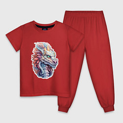 Пижама хлопковая детская Colorful dragon, цвет: красный