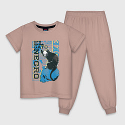Пижама хлопковая детская Tl gato negro, цвет: пыльно-розовый