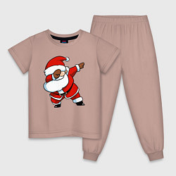 Пижама хлопковая детская Santa dabbing dance, цвет: пыльно-розовый