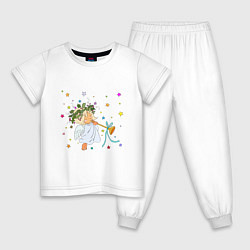 Пижама хлопковая детская Рождественский ангел, цвет: белый