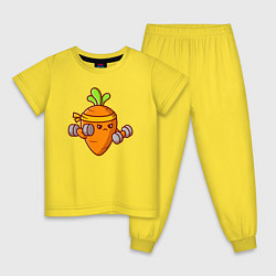 Пижама хлопковая детская Морковь на спорте, цвет: желтый