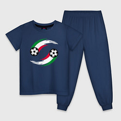 Пижама хлопковая детская Итальянские мячи, цвет: тёмно-синий