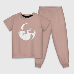 Пижама хлопковая детская Инь ян котята, цвет: пыльно-розовый