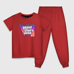 Пижама хлопковая детская Grand theft auto VI, цвет: красный