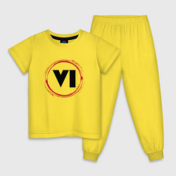 Пижама хлопковая детская Символ GTA 6 и красная краска вокруг, цвет: желтый
