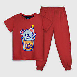 Пижама хлопковая детская Коала в стаканчике, цвет: красный