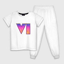 Пижама хлопковая детская GTA VI, цвет: белый