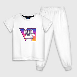 Пижама хлопковая детская GTA VI logo, цвет: белый