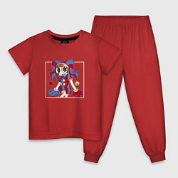 Пижама хлопковая детская Pixel Pomni, цвет: красный