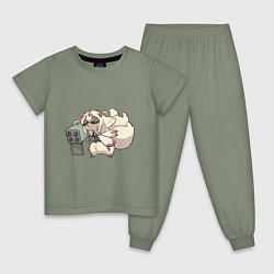 Пижама хлопковая детская Опасная Фапута, цвет: авокадо