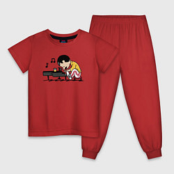 Пижама хлопковая детская Фредди Меркьюри за роялем, цвет: красный