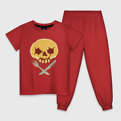 Пижама хлопковая детская Skull eggs, цвет: красный