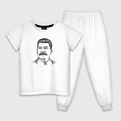 Пижама хлопковая детская Сталин анфас, цвет: белый