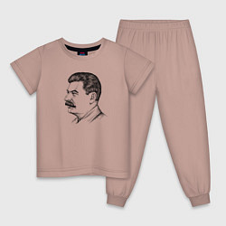 Пижама хлопковая детская Сталин в профиль, цвет: пыльно-розовый