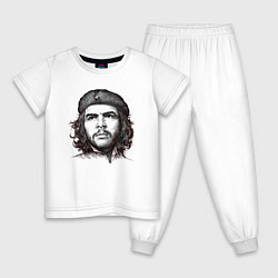 Пижама хлопковая детская Че Гевара портрет, цвет: белый