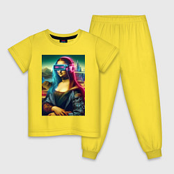 Пижама хлопковая детская Мона Лиза в виртуальном шлеме, цвет: желтый