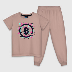 Пижама хлопковая детская Крипта биткоин, цвет: пыльно-розовый