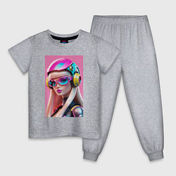 Пижама хлопковая детская Sweet Barbie - cyberpunk, цвет: меланж