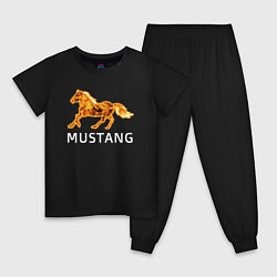 Пижама хлопковая детская Mustang firely art, цвет: черный