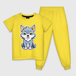 Пижама хлопковая детская Добрый волченок, цвет: желтый