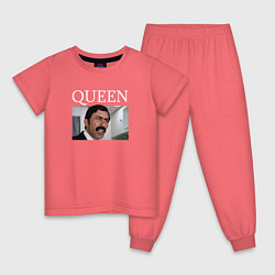 Пижама хлопковая детская Queen - Mimino мем, цвет: коралловый