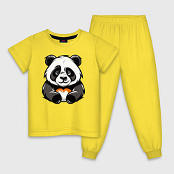 Пижама хлопковая детская Милая панда лежит, цвет: желтый