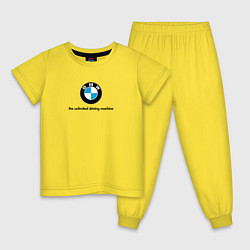 Пижама хлопковая детская BMW the unlimited driving machine, цвет: желтый